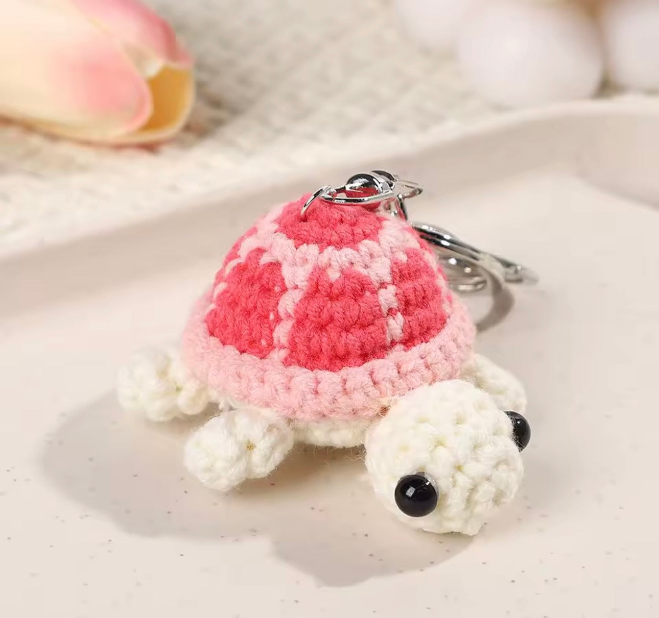 Crochet Turtle Keychain 🐢🤍
